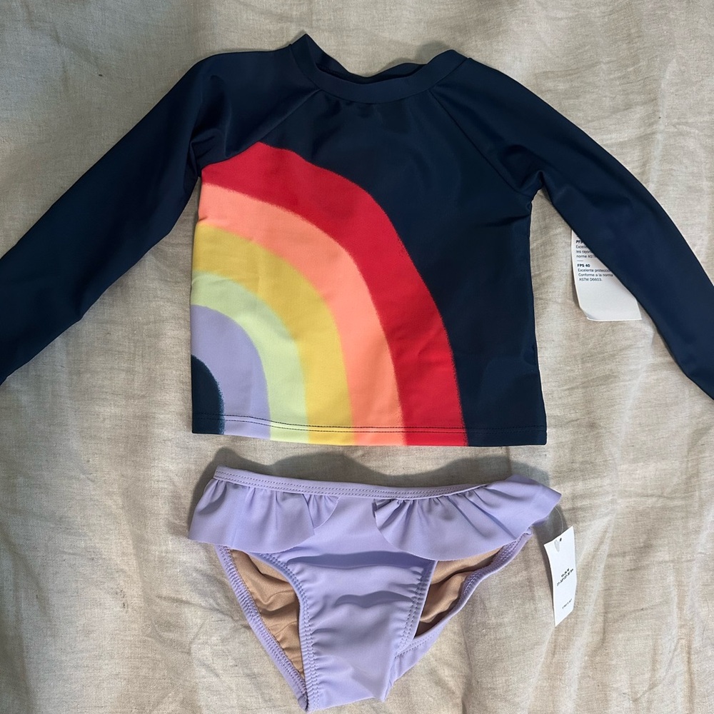 Old Navy Navy Rainbow Kids Swim Rashguard Set